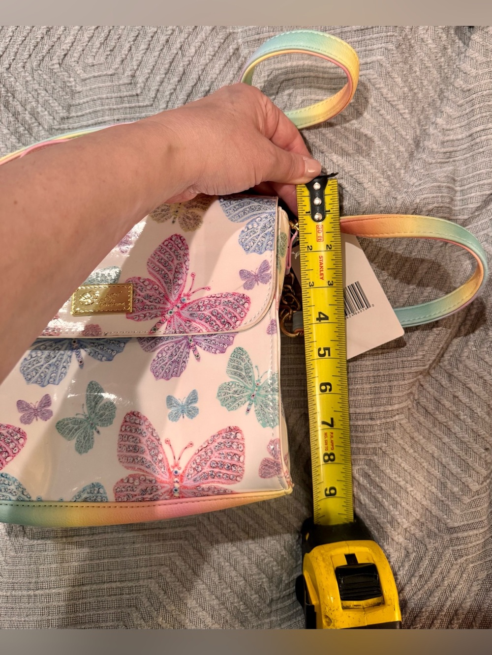 Betsey Johnson Luv Betsey Patent Crossbody Purse Handbag Rainbow Butterflies NEW - Picture 11 of 11